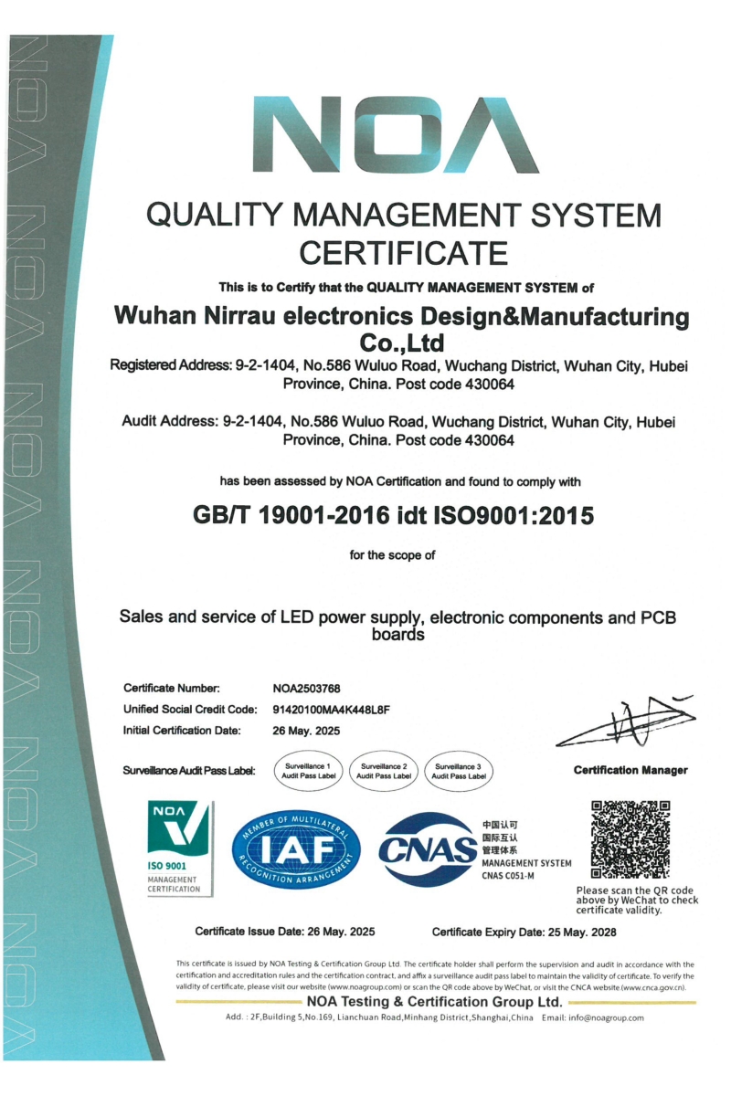 ISO 9001:2015 Quality Management System Certificate